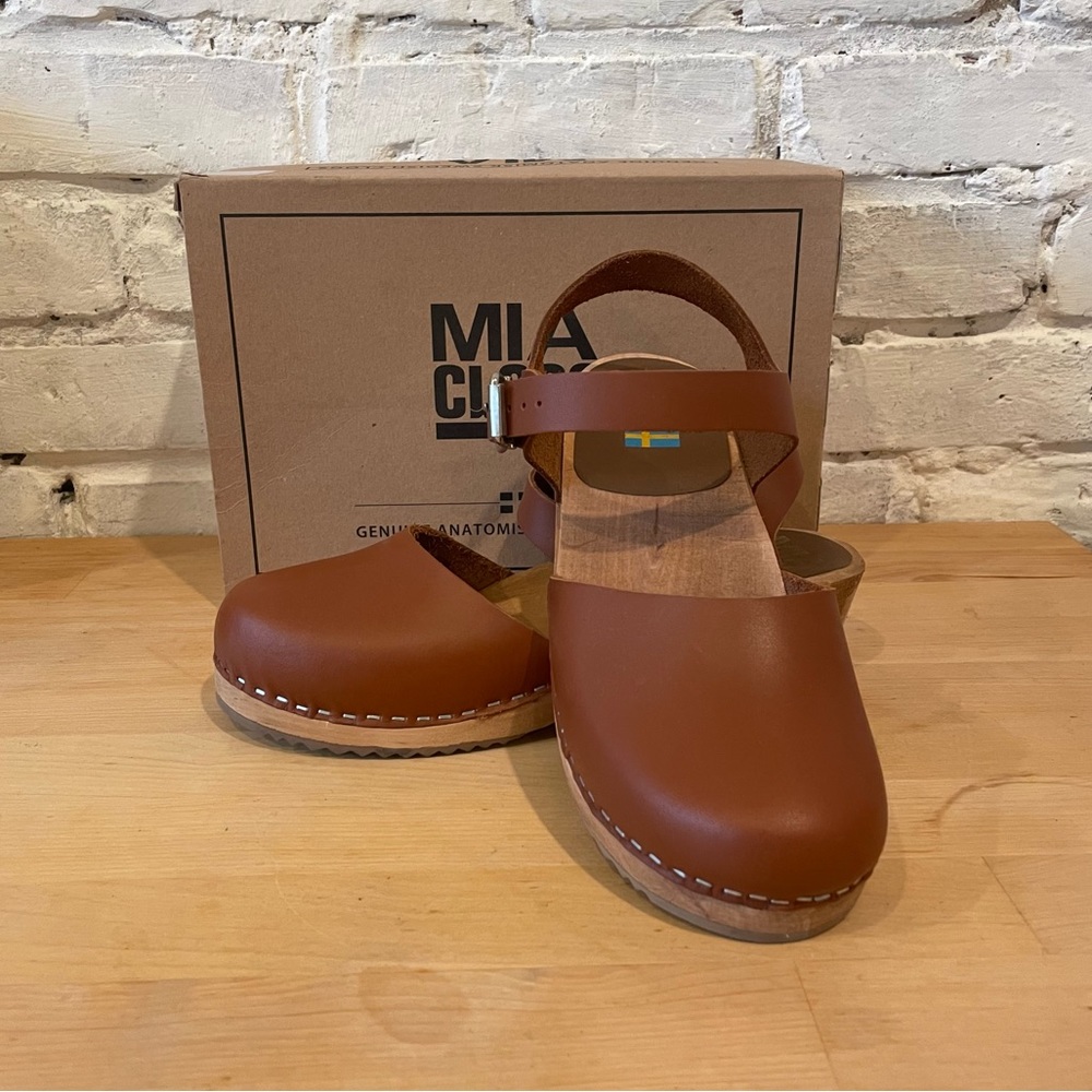 MIA Sofia MaryJane Clog Luggage Leather Size 37